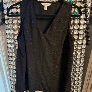 Nine West Black Sparkle V-Neck Top
